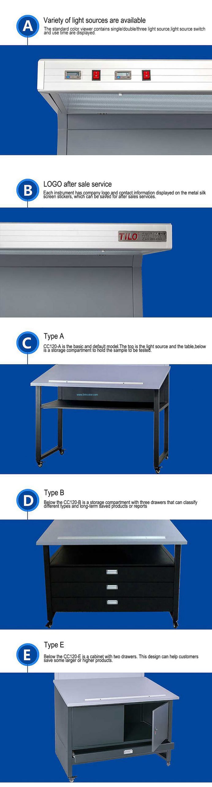 Boîte à lumière de station de test de couleur YR05536 // YR05538 – 2